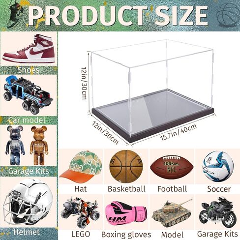 حافظة عرض الأحذية مع ضوء LED كبير من الأكريليك للأحذية الرياضية وحامل صندوق لأحذية كرة السلة وكرة القدم ومرابط كرة القدم وحافظة عرض تذكارية من الأكريليك الشفاف للحماية من الأشعة فوق البنفسجية والغبار in Kuwait