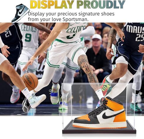 حافظة عرض الأحذية مع ضوء LED كبير من الأكريليك للأحذية الرياضية وحامل صندوق لأحذية كرة السلة وكرة القدم ومرابط كرة القدم وحافظة عرض تذكارية من الأكريليك الشفاف للحماية من الأشعة فوق البنفسجية والغبار in Kuwait