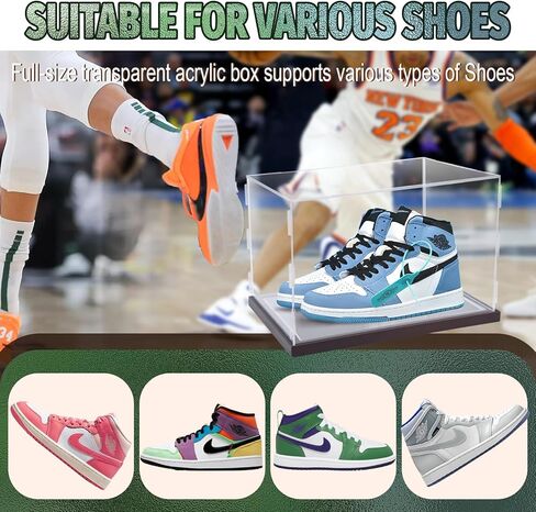 حافظة عرض الأحذية مع ضوء LED كبير من الأكريليك للأحذية الرياضية وحامل صندوق لأحذية كرة السلة وكرة القدم ومرابط كرة القدم وحافظة عرض تذكارية من الأكريليك الشفاف للحماية من الأشعة فوق البنفسجية والغبار in Kuwait