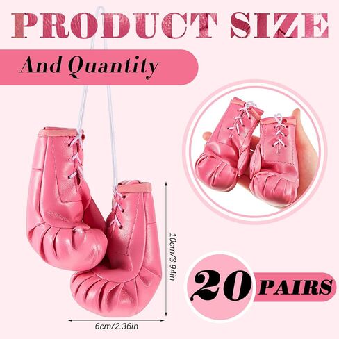 20 زوجًا من قفازات الملاكمة الوردية الصغيرة من Nosiny، ملحقات الملاكمة للتوعية بسرطان الثدي، قفازات قتال الملاكمة الصغيرة لمرآة السيارة، تعليق اللكم، ألعاب الملاكمة المزخرفة، هدايا حفلات الملاكمة in Kuwait