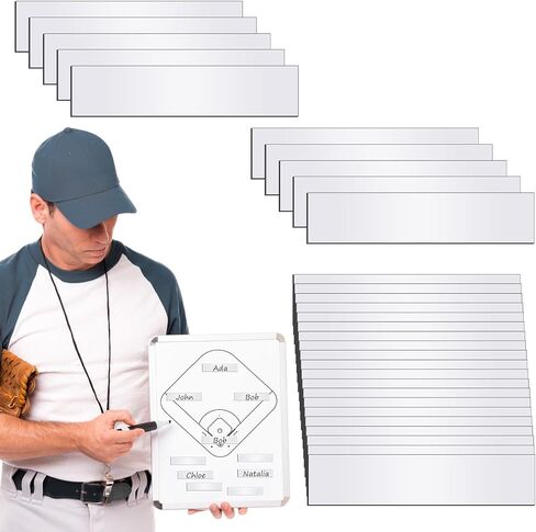 30Pcs 0.5 x 2.35 inch Baseball Lineup Magnets,Writable Replacement Name Strips Repeatable Coac-hing Board Number Name Tags Dry Erase Labels for Calendar Home Office(white) in Saudi Arabia