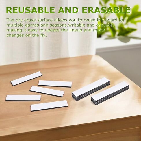 30Pcs 0.5 x 2.35 inch Baseball Lineup Magnets,Writable Replacement Name Strips Repeatable Coac-hing Board Number Name Tags Dry Erase Labels for Calendar Home Office(white) in Saudi Arabia