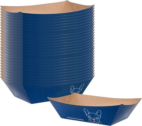 Restaurantware Bio Tek 4 Ounce Paper Boats, 50 Disposable #25 Food Trays - PE Lining, Durable, Pink And White Striped Paper Food Baskets, For Concession Stands, Picnics, or Fairs in Saudi Arabia