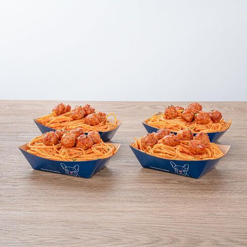 Restaurantware Bio Tek 4 Ounce Paper Boats, 50 Disposable #25 Food Trays - PE Lining, Durable, Pink And White Striped Paper Food Baskets, For Concession Stands, Picnics, or Fairs in Saudi Arabia