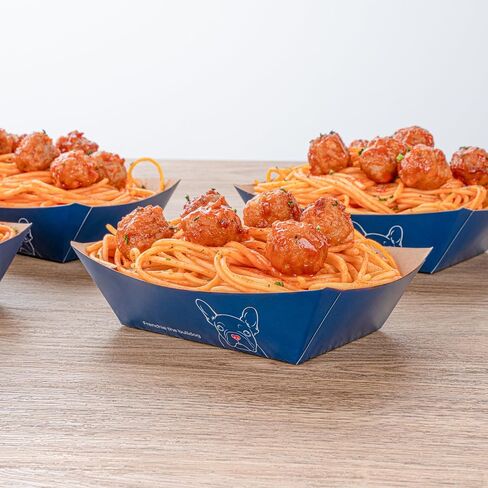 Restaurantware Bio Tek 4 Ounce Paper Boats, 50 Disposable #25 Food Trays - PE Lining, Durable, Pink And White Striped Paper Food Baskets, For Concession Stands, Picnics, or Fairs in Saudi Arabia