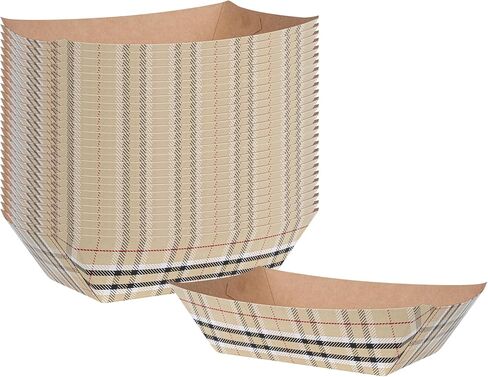 Restaurantware Bio Tek 4 Ounce Paper Boats, 50 Disposable #25 Food Trays - PE Lining, Durable, Pink And White Striped Paper Food Baskets, For Concession Stands, Picnics, or Fairs in Saudi Arabia