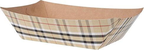 Restaurantware Bio Tek 4 Ounce Paper Boats, 50 Disposable #25 Food Trays - PE Lining, Durable, Pink And White Striped Paper Food Baskets, For Concession Stands, Picnics, or Fairs in Saudi Arabia