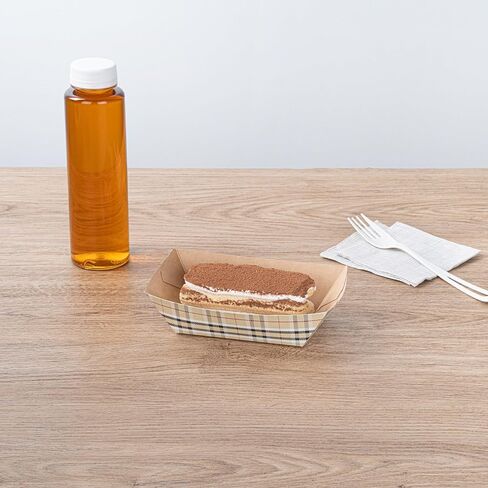 Restaurantware Bio Tek 4 Ounce Paper Boats, 50 Disposable #25 Food Trays - PE Lining, Durable, Pink And White Striped Paper Food Baskets, For Concession Stands, Picnics, or Fairs in Saudi Arabia