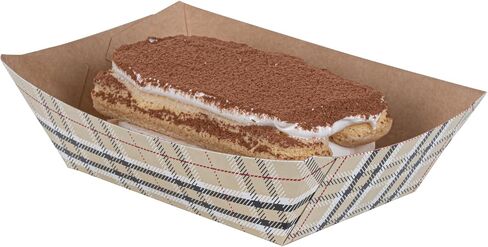 Restaurantware Bio Tek 4 Ounce Paper Boats, 50 Disposable #25 Food Trays - PE Lining, Durable, Pink And White Striped Paper Food Baskets, For Concession Stands, Picnics, or Fairs in Saudi Arabia