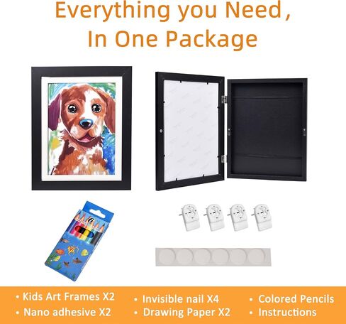 | 2-Pack | Kids Art Frame - 8.5x11 Front Opening - Holds 150 Pcs - Kids Artwork Frames Changeable - Frames for Kids Artwork - Childrens Drawing Wall Hanging Display & Kids Wall Art Storage in Saudi Arabia