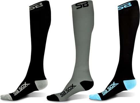 3 Pairs Size Small Compression Socks (Black/Gray + Gray/Black + Black/Blue) in Saudi Arabia