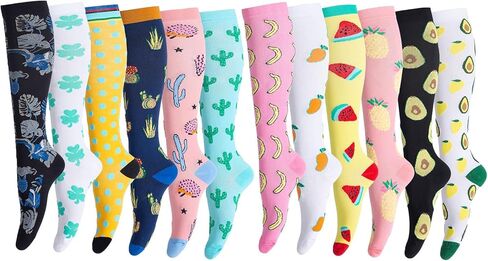 جوارب ضغط لطيفة من LEOSTEP للدورة الدموية للنساء، جوارب عالية للركبة تدعم الممرضات، الرياضة، ركوب الدراجات، المشي لمسافات طويلة، الجري in Kuwait