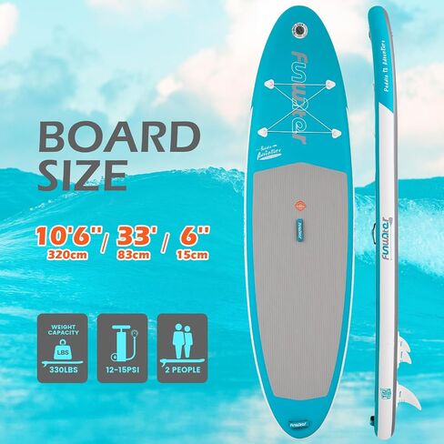 FunWater Inflatable 10'6×33"×6" Ultra-Light (17.6lbs) SUP for All Skill Levels Everything Included with Stand Up Paddle Board, Adj Floating Paddles, Pump, SUP Travel Backpack, Leash,Waterproof Bag in Saudi Arabia