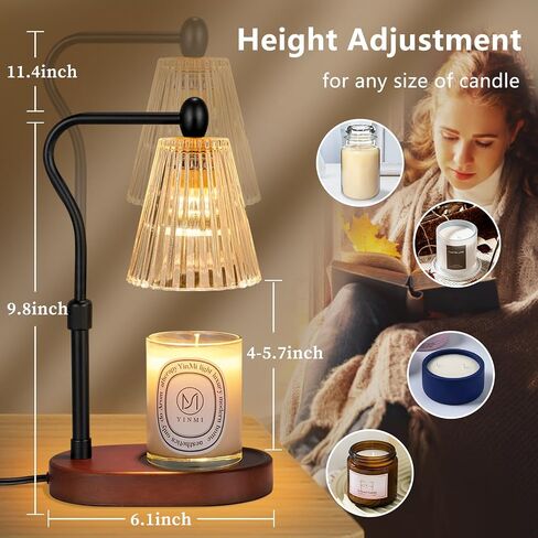 مصباح تدفئة الشموع مع وضع RGB، 8 ألوان LED متغيرة، سخان شموع كهربائي مع مؤقت خافت ارتفاع قابل للتعديل، هدايا عيد الأم، ديكور منزلي عتيق لشموع الجرة المعطرة in Saudi Arabia