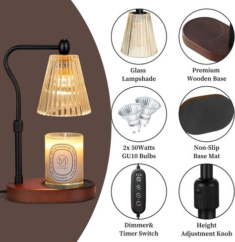 مصباح تدفئة الشموع مع وضع RGB، 8 ألوان LED متغيرة، سخان شموع كهربائي مع مؤقت خافت ارتفاع قابل للتعديل، هدايا عيد الأم، ديكور منزلي عتيق لشموع الجرة المعطرة in Saudi Arabia