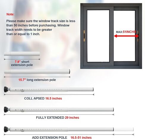 Sliding Door Security Bar,Adjustable 16.5" to 51" Sliding Door Lock & Window Security Bars,1 Inch Heavy Duty Security Door Stopper Jammer for Home,Patio,Apartment,Travel (White) in Saudi Arabia