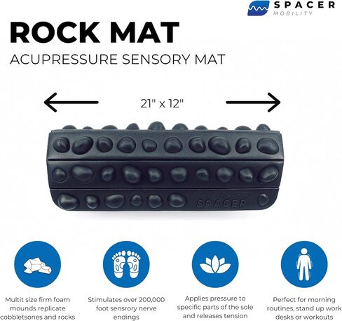 بساط الصخور من Spacer Mobility - أيقظ قدميك وحفز النهايات العصبية، وتخفيف التوتر، وتعزيز الاسترخاء | مصنوعة من رغوة ثابتة، تطلق التوتر وتزيد من الحس العميق in Saudi Arabia