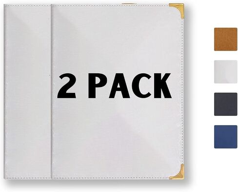 2-Pack Leather Restaurant Menu Covers | 8.5 x 11-Inch | 4 Pages, 8 Views | Ideal for Wine Lists, Drinks, and Menus | Elegant Menu Holder.（Beige） in Saudi Arabia