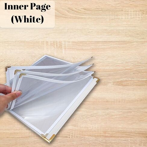 2-Pack Leather Restaurant Menu Covers | 8.5 x 11-Inch | 4 Pages, 8 Views | Ideal for Wine Lists, Drinks, and Menus | Elegant Menu Holder.（Beige） in Saudi Arabia