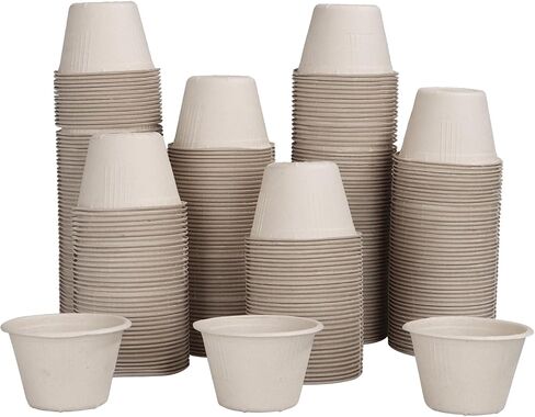 300 Pack 4 oz Natural Bagasse Fiber Souffle Cups, Sample Portion Cup, Disposable Paper Condiment Cups, Compostable Portion Cups for Jello Shot, Souffle, Condiment, Sauce(Beige) in Saudi Arabia