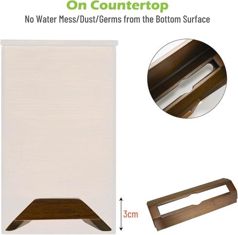 Cozee Bay Bamboo Paper Towel Dispenser, Paper Towel Holder with Lid for Home and Commercial, Wall Mount or Countertop (02 Black) in Saudi Arabia