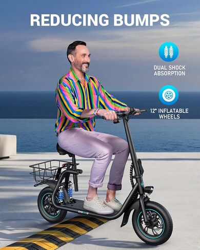 Gyroor Electric Scooter for Adults with Seat, 20/25 Miles Range 450W Motor up to 15.5/18.6 MPH Speed LCD Display, Electric Scooter with Basket in Saudi Arabia