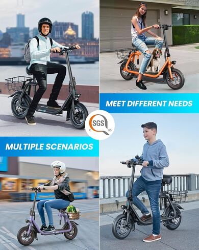 Gyroor Electric Scooter for Adults with Seat, 20/25 Miles Range 450W Motor up to 15.5/18.6 MPH Speed LCD Display, Electric Scooter with Basket in Saudi Arabia