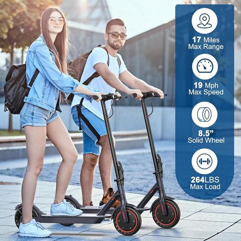 سكوتر كهربائي، نطاق أقصى 19 ميل، محرك قوي 350 وات، إطار صلب 8.5 بوصة، سرعة أعلى 19 ميل في الساعة، فرامل مزدوجة، سكوتر كهربائي قابل للطي للبالغين والمراهقين in Kuwait