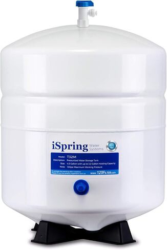 iSpring T32M Pressurized Water Storage Tank with Ball Valve for Reverse Osmosis RO Systems, 4 Gallon, 1/4" Tank Valve Included in Saudi Arabia