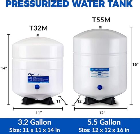 iSpring T32M Pressurized Water Storage Tank with Ball Valve for Reverse Osmosis RO Systems, 4 Gallon, 1/4" Tank Valve Included in Saudi Arabia