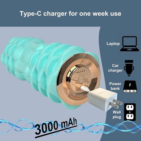Vibrating Foam Roller Massager –Electric Foam Roller with 4 Vibration Modes– Rechargeable Battery – Durable Foam & Solid Core – Recovery,Fitness, Sports – Travel Foam Roller (Black) in Saudi Arabia