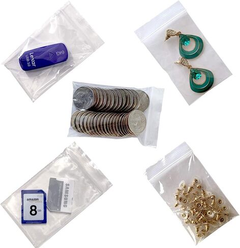2 مل 2.2 × 3.2 100 عدد (2 × 3 سحاب صغير) أكياس بولي بسحاب شفافة قابلة لإعادة الإغلاق مع قفل قابل للإغلاق للأدوية والمجوهرات والإلكترونيات ومغلفات البذور وقطع الألعاب وتغليف التخزين (100) in Saudi Arabia