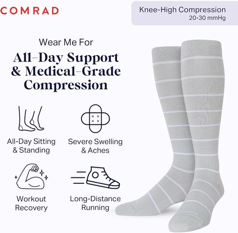 Comrad Nylon Knee High Socks - 20-30mmHg Firm Compression Socks - Soft & Breathable Support Socks in Saudi Arabia