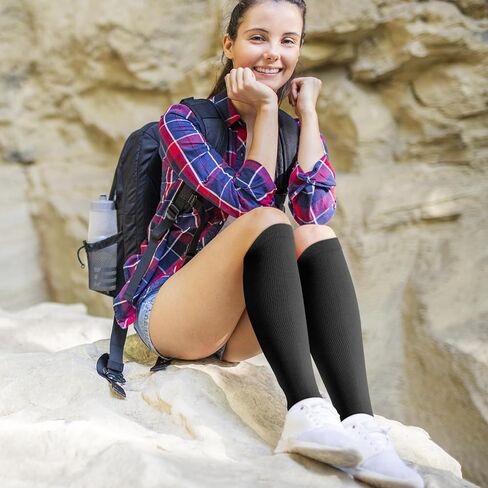 4 Pairs Compression Socks,Open Toe Compression Socks 15-20 mmHg,Compression Stockings for Women & Men,Toeless Compression Socks,Knee High Length Stockings for Circulation Support in Kuwait