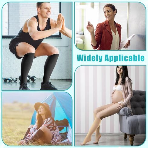 4 Pairs Compression Socks,Open Toe Compression Socks 15-20 mmHg,Compression Stockings for Women & Men,Toeless Compression Socks,Knee High Length Stockings for Circulation Support in Kuwait