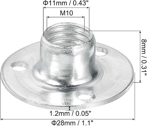 uxcell M10 Brad Hole Tee Nut, 24pcs Carbon Steel Round Base Screw-in T-Nuts Furniture Hardware Flange Female Thread Insert Nuts, M10x28x1.2mm in Saudi Arabia