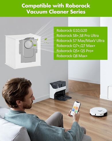 14 كيس غبار لـ Roborock S8+، S8 Pro Ultra، Q7، Q7+، Q7 Max، Q7 Max+، S7 MaxV Ultra، S7 Pro Ultra، Q5+ Q5 Pro/Pro+، T8، G10، G20 مكنسة كهربائية روبوتية، سعة كبيرة 3 لتر in Kuwait
