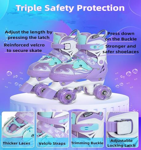 Nattork Kids Roller Skates for Girls Boys,4 Sizes Adjustable Toddler Roller Skates with Light up Wheels,Fun Illuminating Skates for Kids Beginners Indoor Outdoor in Saudi Arabia