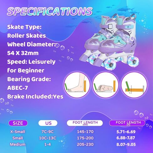 Nattork Kids Roller Skates for Girls Boys,4 Sizes Adjustable Toddler Roller Skates with Light up Wheels,Fun Illuminating Skates for Kids Beginners Indoor Outdoor in Saudi Arabia