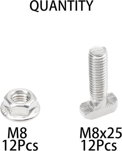 12 مجموعة M6x30 304 مطرقة من الفولاذ المقاوم للصدأ رأس T-فتحة مسمار منزلق مسمار شفة صامولة لـ 30 سلسلة من الألومنيوم القياسي الأوروبي in Kuwait