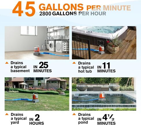 1/2 HP Portable Sump Pump Automatic Switch, 2800GPH High Flow Submersible Water Pump for Swimming Pool Garden Pond, Orange in Saudi Arabia