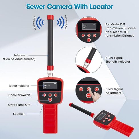 Sewer Camera with Locator and Receiver Set,Ultra HD 10.1" IPS Monitor DVR/Audio Recording,SYANSPAN 512hz Transmitter Self-Leveling Inspection Camera,IP68 Waterproof Drain Camera(165ft/50M) in Kuwait