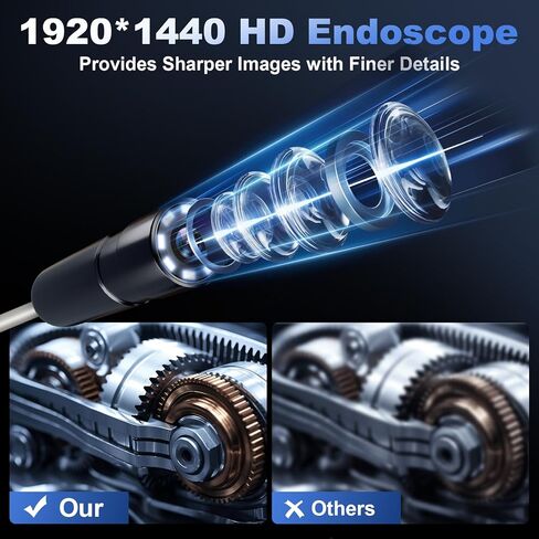 كاميرا المنظار مع الضوء، بوريسكوب مع 8 مصابيح LED قابلة للتعديل، المنظار مع كاميرا ثعبان شبه صلبة بطول 16.4 قدم، كاميرا فحص مقاومة للماء IP67 لنظامي iOS وأندرويد (رمادي) in Kuwait