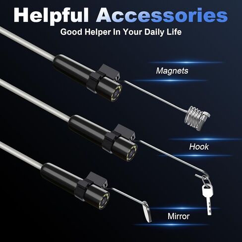 كاميرا المنظار مع الضوء، بوريسكوب مع 8 مصابيح LED قابلة للتعديل، المنظار مع كاميرا ثعبان شبه صلبة بطول 16.4 قدم، كاميرا فحص مقاومة للماء IP67 لنظامي iOS وأندرويد (رمادي) in Kuwait