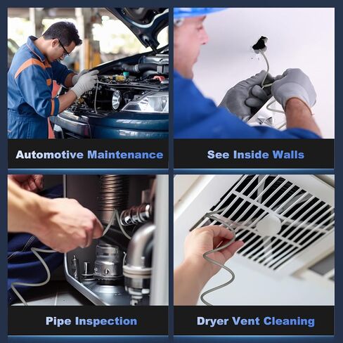 كاميرا المنظار مع الضوء، بوريسكوب مع 8 مصابيح LED قابلة للتعديل، المنظار مع كاميرا ثعبان شبه صلبة بطول 16.4 قدم، كاميرا فحص مقاومة للماء IP67 لنظامي iOS وأندرويد (رمادي) in Kuwait