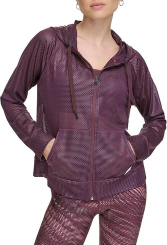 DKNY Women's Zip Up Sprint Mesh Hoodie in Kuwait