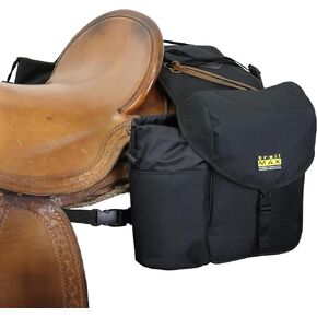 TrailMax Big Sky Saddlebags; Equine Saddle Bags with Two Water Bottle Holders; Rear Saddle Bags for Trail Riding on Horseback; Durable and Strong Nylon; Designed in Montana; Olive