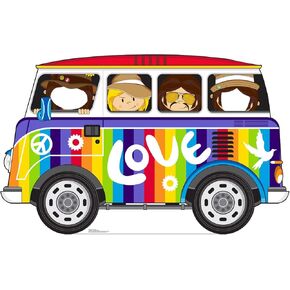 Cardboard People Hippie Bus Stand-in Life Size Cardboard Cutout Standup