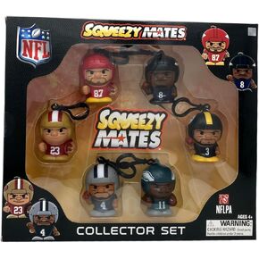 Party Animal Squeezymates NFL 2025 Series 7 Collector Box Set, 6 Figures, 2 1/2 Inch Tall, Team Colors