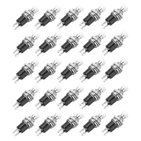 MECCANIXITY 30 Pcs 1A 250V AC 7mm Mini Momentary Push Button Switch SPST NO White Switch Button with Soldering Foot for Electronic Devices